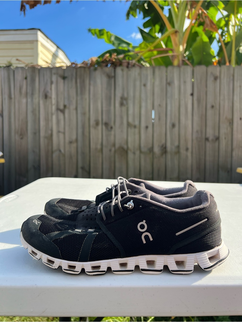 Women’s On Running Black and White Cloud Sneakers size 9